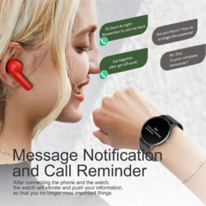 ESFOE Montre connectée, bracelet mode et imperméable, surveillance du rythme cardiaque, de la pression sanguine et du sommeil, appel vocal intelligent, prévisions météorologiques, plusieurs modes sportifs, montre de sport pour hommes et femmes