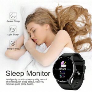 ESFOE Montre connectée, bracelet mode et imperméable, surveillance du rythme cardiaque, de la pression sanguine et du sommeil, appel vocal intelligent, prévisions météorologiques, plusieurs modes sportifs, montre de sport pour hommes et femmes