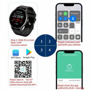 ESFOE Montre connectée, bracelet mode et imperméable, surveillance du rythme cardiaque, de la pression sanguine et du sommeil, appel vocal intelligent, prévisions météorologiques, plusieurs modes sportifs, montre de sport pour hommes et femmes