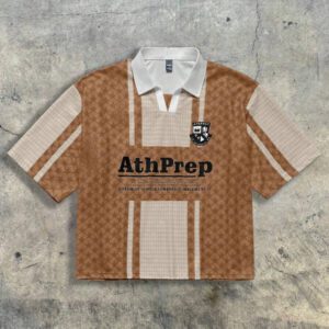 AXEPEAK Polo à manches courtes oversize à motif numérique tricoté lâche, édition école et streetwear