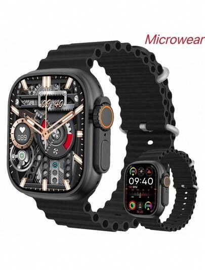 Microwear Montre intelligente pour hommes et femmes, moniteur de fréquence cardiaque/oxygène sanguin/sommeil, podomètre, suivi des calories, 100 modes sportifs, montre de fitness à écran tactile HD 2,01" pour Android iOS, autonomie extra longue