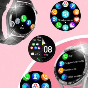1 pièce Montre connectée haute définition de 1,32 pouces pour adolescents et jeunes, avec bracelet en silicone, comprenant la température corporelle, les prévisions météorologiques, le Bluetooth, le suivi des activités sportives, l'alerte d'appel entrant, compatible Android et iOS, idéal pour les cadeaux, l'école, les sports, les rassemblements