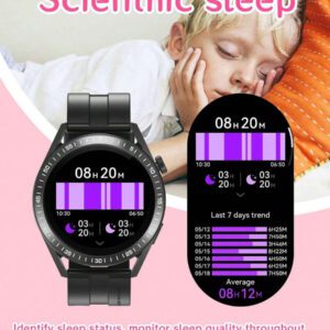 1 pièce Montre connectée haute définition de 1,32 pouces pour adolescents et jeunes, avec bracelet en silicone, comprenant la température corporelle, les prévisions météorologiques, le Bluetooth, le suivi des activités sportives, l'alerte d'appel entrant, compatible Android et iOS, idéal pour les cadeaux, l'école, les sports, les rassemblements