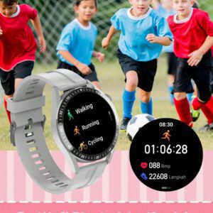 1 pièce Montre connectée haute définition de 1,32 pouces pour adolescents et jeunes, avec bracelet en silicone, comprenant la température corporelle, les prévisions météorologiques, le Bluetooth, le suivi des activités sportives, l'alerte d'appel entrant, compatible Android et iOS, idéal pour les cadeaux, l'école, les sports, les rassemblements