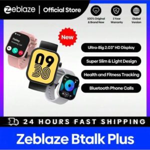 Zeblaze Montre connectée Zeblaze Btalk Plus avec fonction d'appel vocal, écran couleur HD 2,03", suivi de la santé et de la forme physique, étanche, bracelet sport pour hommes et femmes
