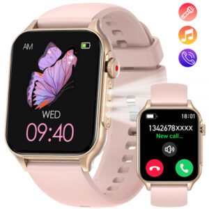 EIGIIS Nouvelle montre intelligente 2025 pour femmes et hommes avec lampe de poche LED, écran HD de 1,96 po. Montre connectée extérieure avec plus de 100 modes sportifs, traqueur de fitness et de sommeil, compatible avec iOS et Android