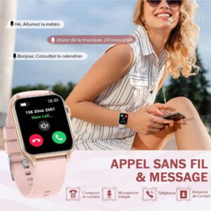 EIGIIS Nouvelle montre intelligente 2025 pour femmes et hommes avec lampe de poche LED, écran HD de 1,96 po. Montre connectée extérieure avec plus de 100 modes sportifs, traqueur de fitness et de sommeil, compatible avec iOS et Android