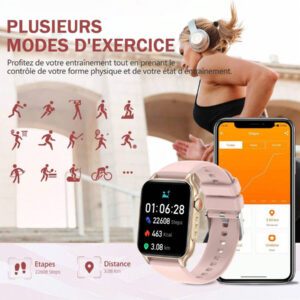 EIGIIS Nouvelle montre intelligente 2025 pour femmes et hommes avec lampe de poche LED, écran HD de 1,96 po. Montre connectée extérieure avec plus de 100 modes sportifs, traqueur de fitness et de sommeil, compatible avec iOS et Android