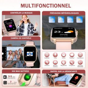 EIGIIS Nouvelle montre intelligente 2025 pour femmes et hommes avec lampe de poche LED, écran HD de 1,96 po. Montre connectée extérieure avec plus de 100 modes sportifs, traqueur de fitness et de sommeil, compatible avec iOS et Android
