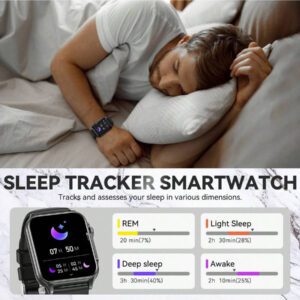 EIGIIS Nouvelle montre intelligente 2025 pour femmes et hommes avec lampe de poche LED, écran HD de 1,96 po. Montre connectée extérieure avec plus de 100 modes sportifs, traqueur de fitness et de sommeil, compatible avec iOS et Android