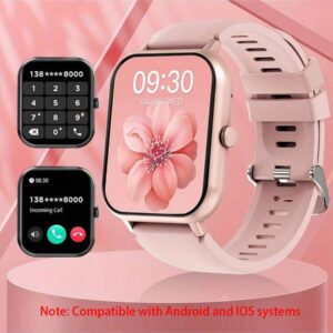 SENBONO Montre connectée SENBONO pour femmes, appel sans fil (répondre/passer un appel), moniteur de fréquence cardiaque, rappel de période menstruelle, étanche IP68, montre connectée sport pour le suivi de la forme physique, Android iOS