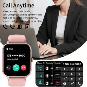 SENBONO Montre connectée SENBONO pour femmes, appel sans fil (répondre/passer un appel), moniteur de fréquence cardiaque, rappel de période menstruelle, étanche IP68, montre connectée sport pour le suivi de la forme physique, Android iOS