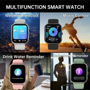 SENBONO Montre connectée SENBONO pour femmes, appel sans fil (répondre/passer un appel), moniteur de fréquence cardiaque, rappel de période menstruelle, étanche IP68, montre connectée sport pour le suivi de la forme physique, Android iOS