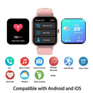 SENBONO Montre connectée SENBONO pour femmes, appel sans fil (répondre/passer un appel), moniteur de fréquence cardiaque, rappel de période menstruelle, étanche IP68, montre connectée sport pour le suivi de la forme physique, Android iOS