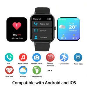 SENBONO Montre connectée SENBONO pour femmes, appel sans fil (répondre/passer un appel), moniteur de fréquence cardiaque, rappel de période menstruelle, étanche IP68, montre connectée sport pour le suivi de la forme physique, Android iOS