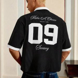SWAVVY Chemise polo d'été décontractée pour hommes, légère, à broderie, style court, blanche