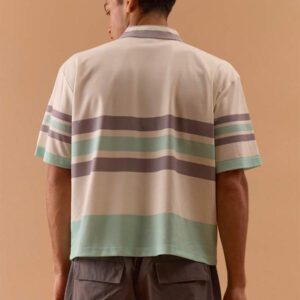 Musero Polo à rayures en panneaux pour hommes, badge marqué carré, printemps-été, vacances