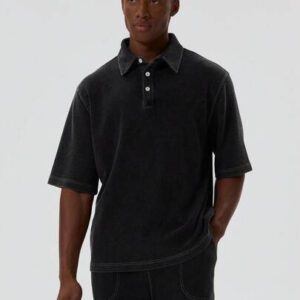 Musero Chemise polo en jersey à bord brut pour hommes