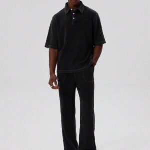 Musero Chemise polo en jersey à bord brut pour hommes