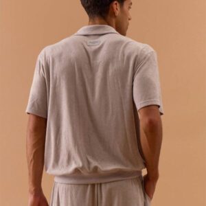 Musero Chemise polo oversize pour hommes avec boutons à mi-hauteur, col à épaules tombantes, pour le printemps, l'été et les vacances