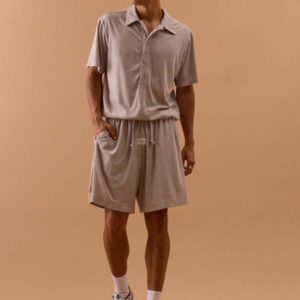 Musero Chemise polo oversize pour hommes avec boutons à mi-hauteur, col à épaules tombantes, pour le printemps, l'été et les vacances