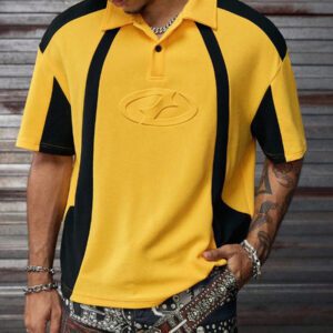 AXEPEAK Polo à col polo, manches courtes, avec impression numérique, étiquette de couture latérale, version ample pour hommes