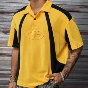 AXEPEAK Polo à col polo, manches courtes, avec impression numérique, étiquette de couture latérale, version ample pour hommes