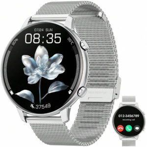 Hwagol Montre connectée pour femmes avec écran rond, appel Bluetooth sans fil, cadran de montre personnalisable, suivi de plusieurs sports, suivi de la santé des femmes, fréquence cardiaque, moniteur d'oxygène dans le sang, montre connectée pour femmes compatible iOS et Android