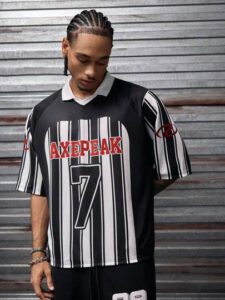 AXEPEAK Chemise polo pour hommes à col polo, imprimé numérique à rayures florales, coupe ample