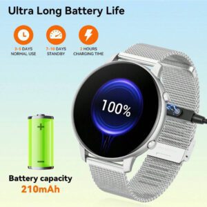 Hwagol Montre connectée pour femmes avec écran rond, appel Bluetooth sans fil, cadran de montre personnalisable, suivi de plusieurs sports, suivi de la santé des femmes, fréquence cardiaque, moniteur d'oxygène dans le sang, montre connectée pour femmes compatible iOS et Android