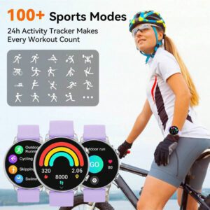 Hwagol Montre connectée pour femmes avec écran rond, appel Bluetooth sans fil, cadran de montre personnalisable, suivi de plusieurs sports, suivi de la santé des femmes, fréquence cardiaque, moniteur d'oxygène dans le sang, montre connectée pour femmes compatible iOS et Android