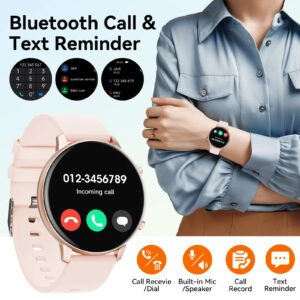 Hwagol Montre connectée pour femmes avec écran rond, appel Bluetooth sans fil, cadran de montre personnalisable, suivi de plusieurs sports, suivi de la santé des femmes, fréquence cardiaque, moniteur d'oxygène dans le sang, montre connectée pour femmes compatible iOS et Android