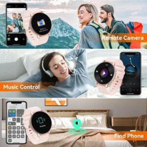 Hwagol Montre connectée pour femmes avec écran rond, appel Bluetooth sans fil, cadran de montre personnalisable, suivi de plusieurs sports, suivi de la santé des femmes, fréquence cardiaque, moniteur d'oxygène dans le sang, montre connectée pour femmes compatible iOS et Android