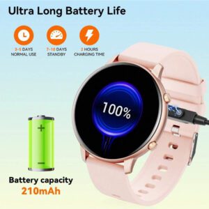 Hwagol Montre connectée pour femmes avec écran rond, appel Bluetooth sans fil, cadran de montre personnalisable, suivi de plusieurs sports, suivi de la santé des femmes, fréquence cardiaque, moniteur d'oxygène dans le sang, montre connectée pour femmes compatible iOS et Android