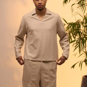 Musero Style de rue décontracté Top à manches longues texturé gaufrette, encolure en V ample, pour printemps et vacances d'été