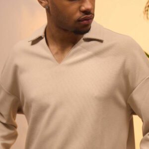 Musero Style de rue décontracté Top à manches longues texturé gaufrette, encolure en V ample, pour printemps et vacances d'été