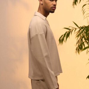Musero Style de rue décontracté Top à manches longues texturé gaufrette, encolure en V ample, pour printemps et vacances d'été