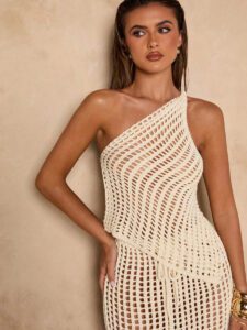 SHEIN BAE Débardeur tricoté mode de couleur unie, ajouré et dos nu, adapté pour la plage – Image 7