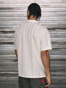 AXEPEAK Chemise polo à manches courtes de couleur unie ajustée pour hommes – Image 3