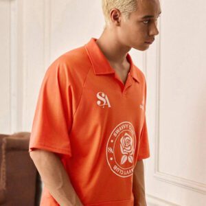 SWAVVY Chemise polo ample à manches raglan avec imprimé lettres et fleurs pour hommes