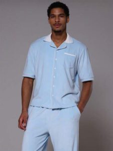 Musero Chemise ample à poche contrastée en velours avec logo "Musero" pour hommes