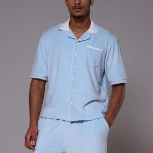 Musero Chemise ample à poche contrastée en velours avec logo "Musero" pour hommes