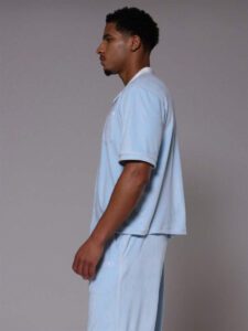 Musero Chemise ample à poche contrastée en velours avec logo "Musero" pour hommes – Image 3