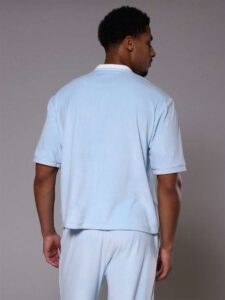 Musero Chemise ample à poche contrastée en velours avec logo "Musero" pour hommes – Image 4