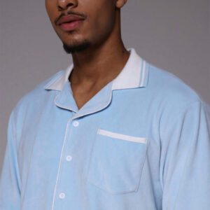 Musero Chemise ample à poche contrastée en velours avec logo "Musero" pour hommes