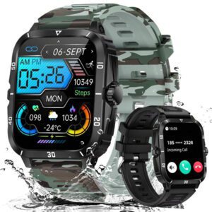 EIGIIS Montre connectée pour hommes Étanche 3ATM Écran large de 1,96" Montre sport robuste 430 mAh Tracker de fitness avec suivi du sommeil Répondre aux appels en extérieur pour iOS et Android