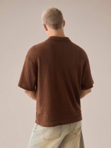 SWAVVY Polo tricoté décontracté ample à manches courtes pour hommes, école – Image 3