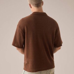 SWAVVY Polo tricoté décontracté ample à manches courtes pour hommes, école
