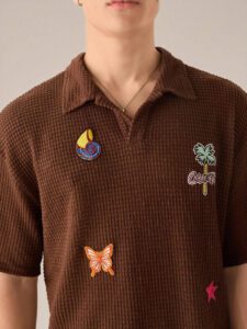 SWAVVY Polo tricoté décontracté ample à manches courtes pour hommes, école – Image 4