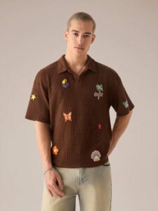 SWAVVY Polo tricoté décontracté ample à manches courtes pour hommes, école – Image 5
